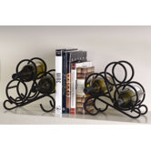 Scroll Rack Bookends 3 Bottle Tabletop Wine Rack (Set of 2)