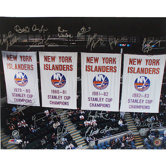 NY Islanders Stanley Cup Banners In the Rafters 16 Signature 20x24 Photograph