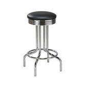 Steel Retro Single Ring 30" Backless Metal Swivel Barstool