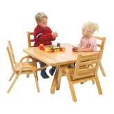 NaturalWood 12" Square Toddler Table And Chair Set