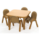 Square Baseline Preschool Table and Chair Set in Natural