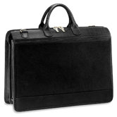 Triple Gusset Zip Top Briefcase in Brown