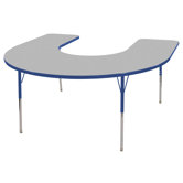 60" x 66" Horseshoe Shaped Adjustable Activity Table in Gray
