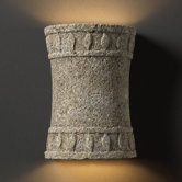Tuscan Garden Open Top and Bottom Hourglass Cylinder Sconce Flame Design Wall Sconce