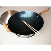 4 Piece 14" Preseasoned Round Bottom Wok Set