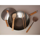 6 Piece 14" Flat Bottom Wok Set