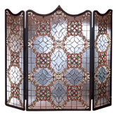 Victorian Beveled 3 Panel Fireplace Screen