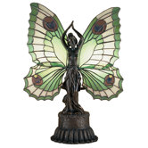Tiffany Art Glass Animals Butterfly Lady Accent Lamp