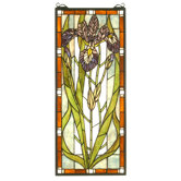 28" H Tiffany Nouveau Iris Stained Glass Window