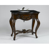 Carved Vanity with Sink and Black Granite Top