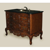 Bathroom Vanity with Brass Sink in Medium Brown
