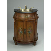 Bathroom Vanity with Floral Design in Brown