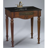 Bathroom Vanity with Black Sink and Black Granite Top  in Brown