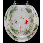 Magnolia Dragonflies Resin Round Toilet Seat with Chrome Hinge