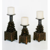 Pine Cone Candlesticks (Set of 3)