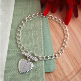Personalized Sterling Silver Heart Charm Bracelet