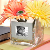 Square Glass Vase with Photo Frame