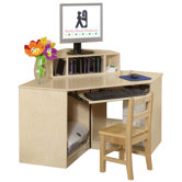 Corner Computer Table with Keyboard Shelf
