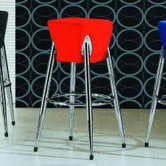 Space Bar Stool with Red Seat in Chrome