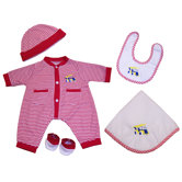 20" Nursery Baby Doll Red Striped Truck Dylan Doll Ensemble