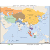 World History Wall Maps - Mongol Empires 13th Century