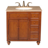 Mary 36" Bathroom Vanity in Chocolate Brown with Marble Top