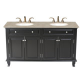 Seville 62" Double Bathroom Vanity in Black