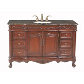 Princeton 56" Bathroom Vanity in Cherry Red with Granite Top