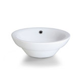 Semi-Recessed Round Vitreous China Vessel Sink in White
