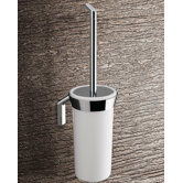 Karma Wall Mounted Toilet Brush Holder in Bright White and Chrome