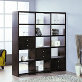 Bisect Room Divider with Six Adjustable Storage Drawers in Wenge