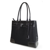 Women's Madison Laptop Tote in Black Microfiber