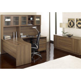 63" Crescent Desk Suite with Hutch