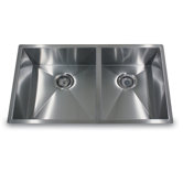 Double Offset Undermount Kitchen Sink in Satin