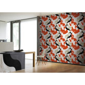 Ystavat Wallpaper in Orange and White by Maija Louekari