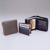 Cowhide Drum-Dyed Nappa Leather Zippered Wallet