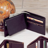 Black Cowhide Nappa Supple Leather Passcase Wallet