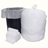 Boardwalk Low-Density Can Liner Smart Packs, 33 Gal., 0.6 ml, White, 75/Carton