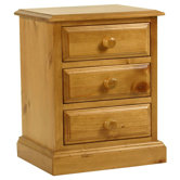 Pine 3 Drawer Bedside Table