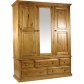 Pine Gents Wardrobe with Mirrored Centre Door