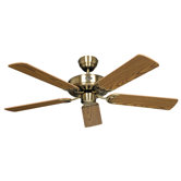 5-flg. Deckenventilator "Classic Royal" in Messing antik / Eiche antik