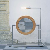 TS1 Freestanding Magnifying (5X) Makeup Mirror with Light, Walnut Wood Frame