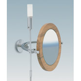 WS1 Wall-mount Magnifying (5X) Nutwood Frame Makeup Mirror with Halogen Light, 15.9" Extension
