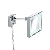 Pom d'Or Square Wall-mount Extendable Magnifying (3X) Makeup Mirror with Light, 9.1"