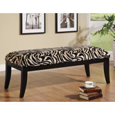 Zebra Print Solid Birch Bedroom Bench