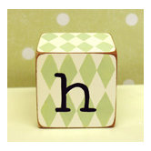 "h" Letter Block in Green