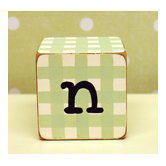 "n" Letter Block in Green