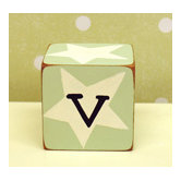 "v" Letter Block in Green