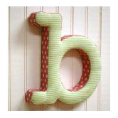 "b" Fabric Letter in Pink / Green