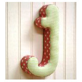 "j" Fabric Letter in Pink / Green
